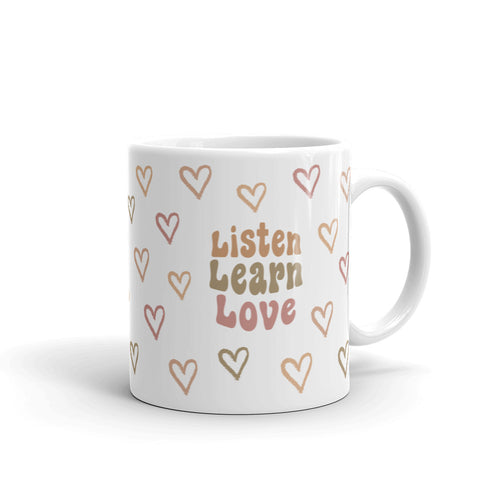 Listen, Learn, Love Mug