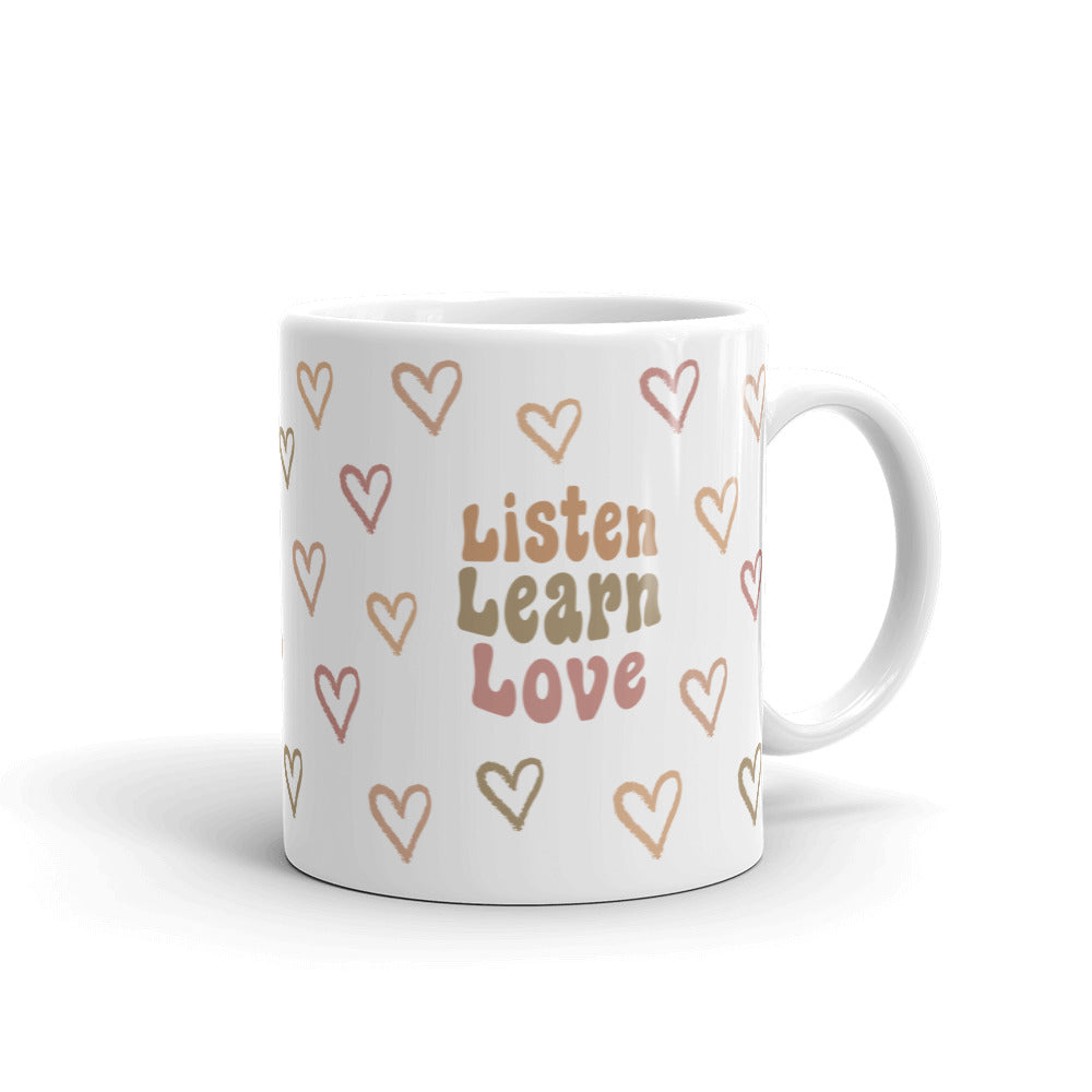 Listen, Learn, Love Mug